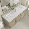 Lorelai 60" Double Vanity, Whitewashed Oak w/ 3 CM Ethereal Noctis Silestone Top