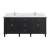 Lorelai 72" Double Vanity, Black Onyx w/ Single Hole 3 CM White Zeus Silestone Top & Backsplash