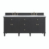 Lorelai 72" Double Vanity, Black Onyx w/ 3 CM Carrara White Marble Top