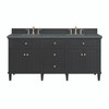 Lorelai 72" Double Vanity, Black Onyx w/ 3 CM Parisien Bleu Silestone Top