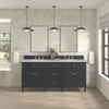 Lorelai 72" Double Vanity, Black Onyx w/ 3 CM Victorian Silver Silestone Top