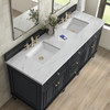 Lorelai 72" Double Vanity, Black Onyx w/ 3 CM Ethereal Noctis Silestone Top w/FreePower Wireless Charger