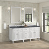 Lorelai 72" Double Vanity, Bright White w/ 3 CM Charcoal Soapstone Silestone Top