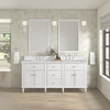 Lorelai 72" Double Vanity, Bright White w/ 3 CM Victorian Silver Silestone Top w/FreePower Wireless Charger
