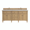 Lorelai 72" Double Vanity, Light Natural Oak w/ 3 CM Eternal Jasmine Pearl Silestone Top