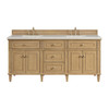 Lorelai 72" Double Vanity, Light Natural Oak, w/ 3 CM Siberian Silestone Top