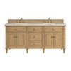Lorelai 72" Double Vanity, Light Natural Oak, w/ 3 CM Tajnar Eclos Top w/FreePower Wireless Charger