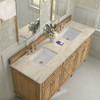 Lorelai 72" Double Vanity, Light Natural Oak, w/ 3 CM Tajnar Eclos Top w/FreePower Wireless Charger