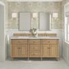 Lorelai 72" Double Vanity, Light Natural Oak w/ 3 CM Victorian Silver Silestone Top w/FreePower Wireless Charger