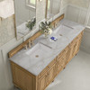 Lorelai 72" Double Vanity, Light Natural Oak w/ 3 CM Victorian Silver Silestone Top w/FreePower Wireless Charger