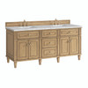 Lorelai 72" Double Vanity, Light Natural Oak w/ 3 CM Victorian Silver Silestone Top w/FreePower Wireless Charger