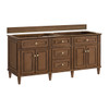 Lorelai 72"Double Vanity, Mid-Century Walnut w/ 3 CM Ethereal Noctis Silestone Top