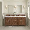 Lorelai 72"Double Vanity, Mid-Century Walnut w/ 3 CM White Zeus Silestone Top