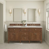 Lorelai 72" Double Vanity, Mid-Century Walnut, w/ 3 CM Siberian Silestone Top w/FreePower Wireless Charger