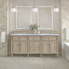 Lorelai 72" Double Vanity, Whitewashed Oak w/ 3 CM Carrara White Marble Top