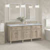 Lorelai 72" Double Vanity, Whitewashed Oak w/ 3 CM Carrara White Marble Top