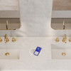 Lorelai 72" Double Vanity, Whitewashed Oak w/ 3 CM Eternal Jasmine Pearl Silestone Top w/FreePower Wireless Charger