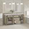 Lorelai 72" Double Vanity, Whitewashed Oak w/ 3 CM Eternal Jasmine Pearl Silestone Top w/FreePower Wireless Charger
