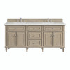Lorelai 72" Double Vanity, Whitewashed Oak w/ 3 CM Ethereal Noctis Silestone Top w/FreePower Wireless Charger