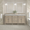 Lorelai 72" Double Vanity, Whitewashed Oak w/ 3 CM Ethereal Noctis Silestone Top w/FreePower Wireless Charger