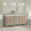 Lorelai 72" Double Vanity, Whitewashed Oak w/ 3 CM Ethereal Noctis Silestone Top w/FreePower Wireless Charger
