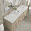 Lorelai 72" Double Vanity, Whitewashed Oak w/ 3 CM Ethereal Noctis Silestone Top w/FreePower Wireless Charger