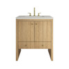 Hudson 30" Single Vanity, Light Natural Oak w/ 3 CM Lime Delight Silestone Top