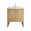 Hudson 30" Single Vanity, Light Natural Oak w/ 3 CM White Zeus Silestone Top