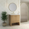 Hudson 30" Single Vanity, Light Natural Oak w/ 3 CM White Zeus Silestone Top