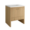 Hudson 30" Single Vanity, Light Natural Oak w/ 3 CM White Zeus Silestone Top