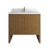 Hudson 36" Single Vanity, Honey Oak w/ Single Hole 3 CM White Zeus Silestone Top and Matching Backsplash
