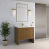 Hudson 36" Single Vanity, Honey Oak w/ Single Hole 3 CM White Zeus Silestone Top and Matching Backsplash
