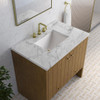 Hudson 36" Single Vanity, Honey Oak w/ 3 CM Carrara Marble Top
