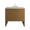 Hudson 36" Single Vanity, Honey Oak w/ 3 CM Eternal Jasmine Pearl Silestone Top