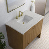 Hudson 36" Single Vanity, Honey Oak w/ 3 CM Eternal Jasmine Pearl Silestone Top