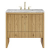Hudson 36" Single Vanity, Light Natural Oak w/ 3 CM Carrara Marble Top