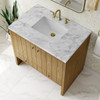 Hudson 36" Single Vanity, Light Natural Oak w/ 3 CM Carrara Marble Top