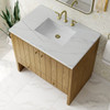 Hudson 36" Single Vanity, Light Natural Oak w/ 3 CM Ethereal Noctis Top