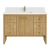 Hudson 48" Single Vanity, Light Natural Oak w/ Single Hole 3 CM White Zeus Top & Backsplash