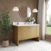 Hudson 48" Single Vanity, Light Natural Oak w/ Single Hole 3 CM White Zeus Top & Backsplash