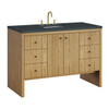 Hudson 48" Single Vanity, Light Natural Oak w/ 3 CM Charcoal Soapstone Top