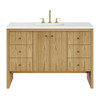 Hudson 48" Single Vanity, Light Natural Oak w/ 3 CM White Zeus Top
