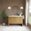 Hudson 48" Single Vanity, Light Natural Oak w/ 3 CM White Zeus Top