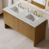 Hudson 60" Double Vanity, Honey Oak w/ 3 CM Ethereal Noctis Silestone Top