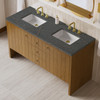 Hudson 60" Double Vanity, Honey Oak w/ 3 CM Parisien Bleu Silestone Top