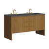 Hudson 60" Double Vanity, Honey Oak w/ 3 CM Parisien Bleu Silestone Top