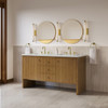 Hudson 60" Double Vanity, Honey Oak w/ 3 CM Ethereal Noctis Silestone Top w/FreePower Wireless Charger