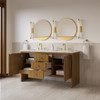 Hudson 60" Double Vanity, Honey Oak w/ 3 CM Ethereal Noctis Silestone Top w/FreePower Wireless Charger