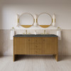 Hudson 60" Double Vanity, Honey Oak w/ 3 CM Parisien Bleu Silestone Top w/FreePower Wireless Charger
