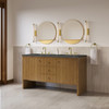 Hudson 60" Double Vanity, Honey Oak w/ 3 CM Parisien Bleu Silestone Top w/FreePower Wireless Charger